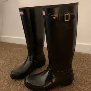 Tall Black Hunter Rain Boots with Liners